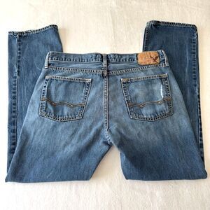 American Eagle AE Men's Jeans Blue Distressed Straight Leg 90s Y2K 34X32